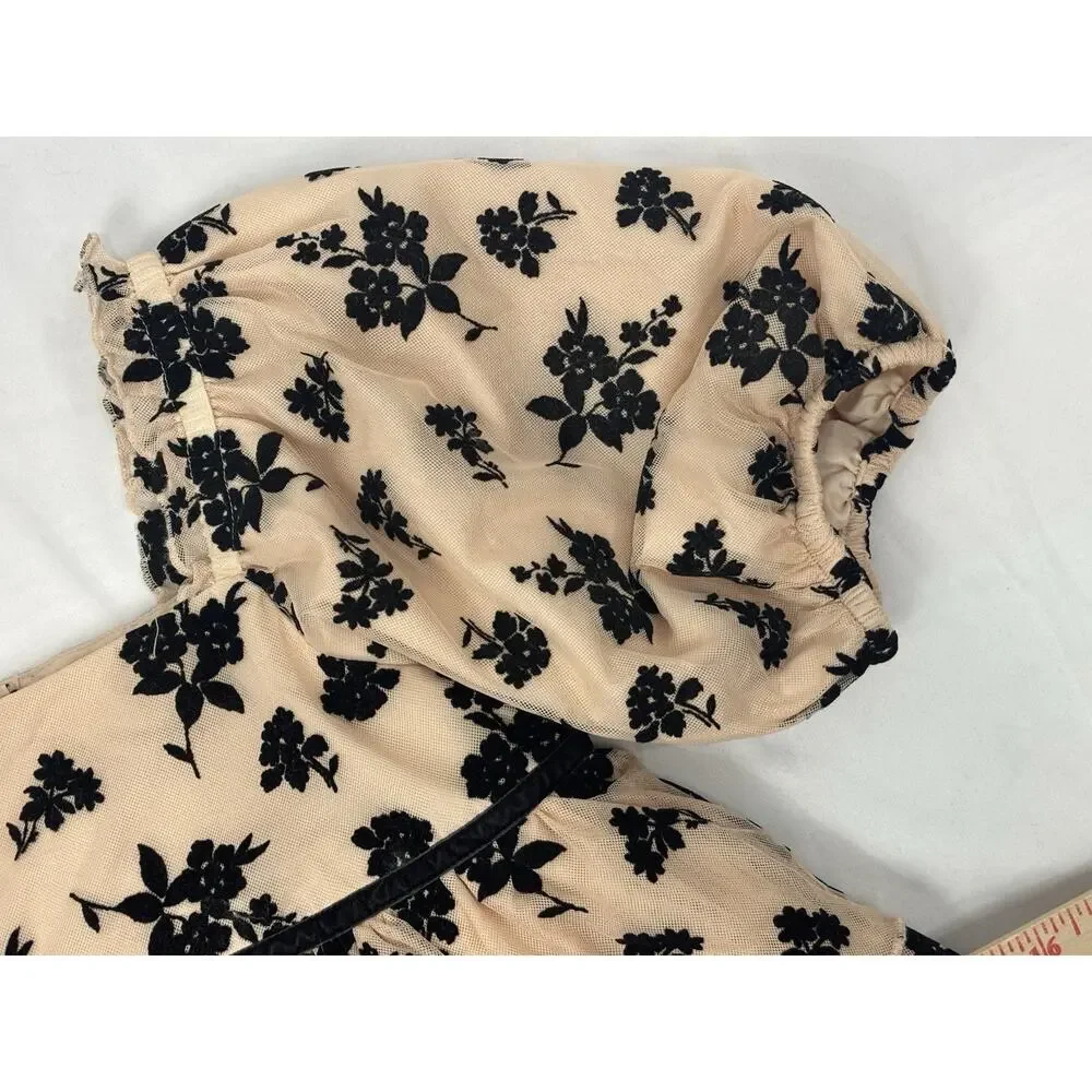 Janie and Jack Girls Grand Entrance Dress Almond Latte Floral Velvet Ruffle 10